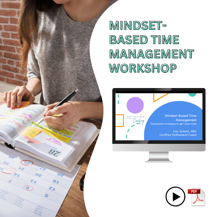 Learn how to Plan + manage your time effectively with a mindset-based approach to time management. Learn sustainable strategies to overcome common time management obstacles, like overwhelm, perfectionism, and low motivation, and how to and get more done.