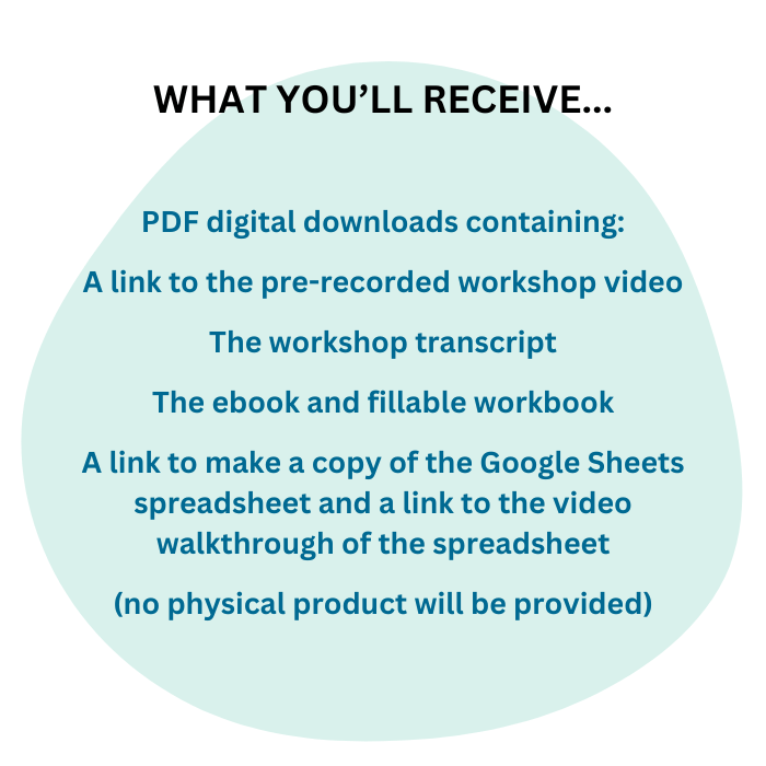 Set, pursue, + achieve your 2025 goals with this trio of digital resources. Includes on-demand workshop, PDF ebook and workbook, and goal tracking spreadsheet. Learn how to set and achieve great goals! List of what customers will receive upon purchasing the limited-time bundle of 3 digital goal-setting and tracking products.