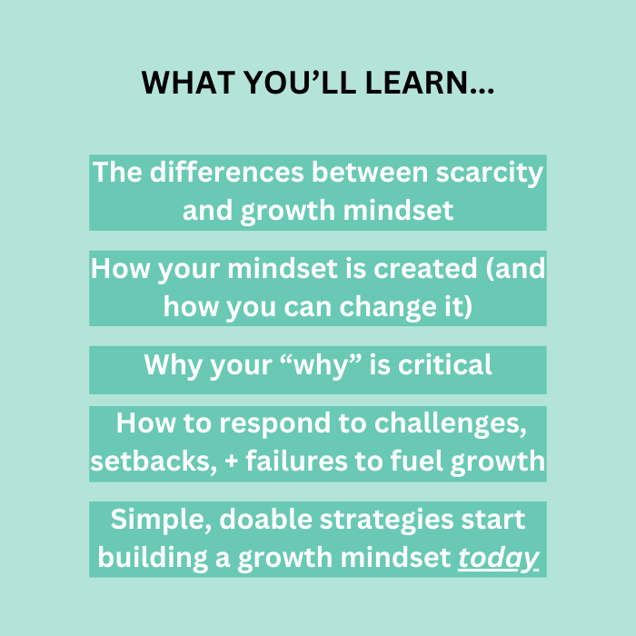 Explanation of what customers will learn in the "From Stuck To Strong" workshop - mindset transformation, showcasing how adopting a growth mindset builds resilience, self-confidence, and the ability to overcome challenges.