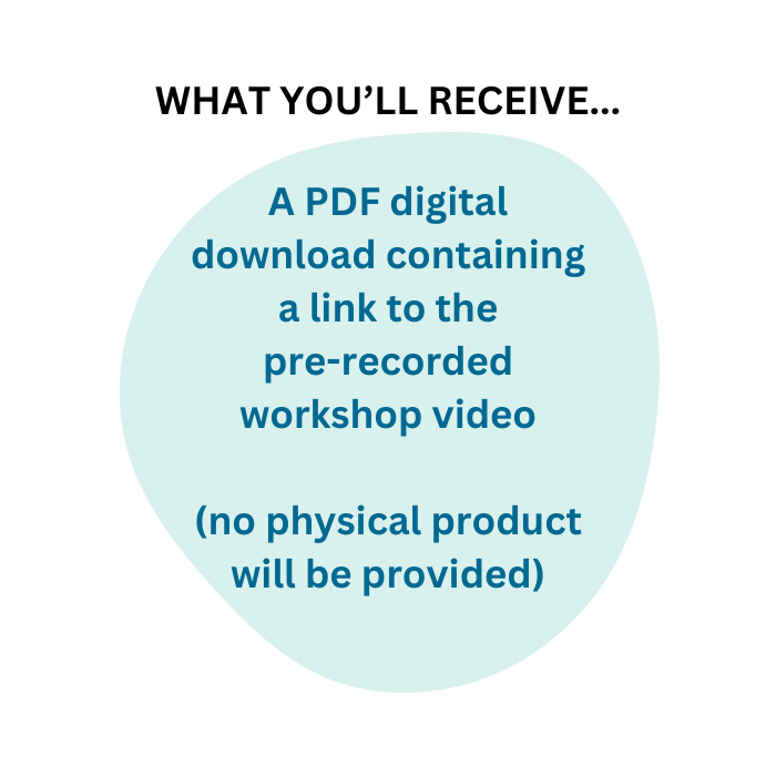 Text on a light blue circle with a white background, describing a PDF digital download containing a link to a pre-recorded workshop video. What You Will Receive Hard conversations on demand workshop how to have difficult conversations with confidence at work and at home