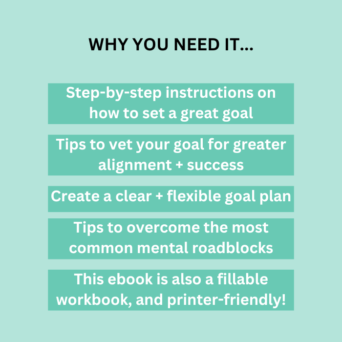 Goal-Setting and Achievement Guide: A fillable workbook to help you learn how to set and achieve goals, create plans, and stay motivated with actionable mindset strategies.